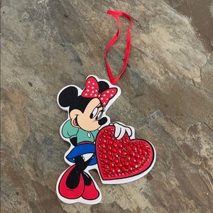 VTG  Mini Mouse Crystal Heart Christmas Ornament